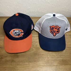 Vtg 90s Starter Chicago Bears NFL Wool Snapback Hat Cap Plus Fanatics Hat Lot 2
